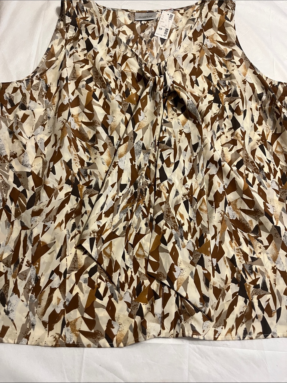 Avenue Brown and Cream Tie-Neck Sleeveless Camisole